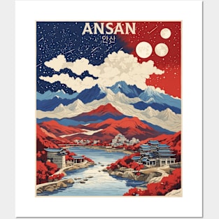 Ansan South Korea Starry Night Travel Tourism Retro Vintage Posters and Art